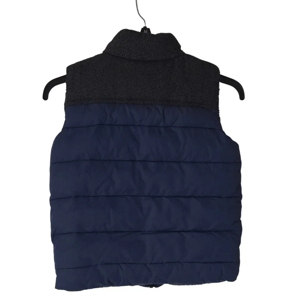 Tucker Tate Kids Puffer Vest Navy Blue Herringbone Collar Size 7